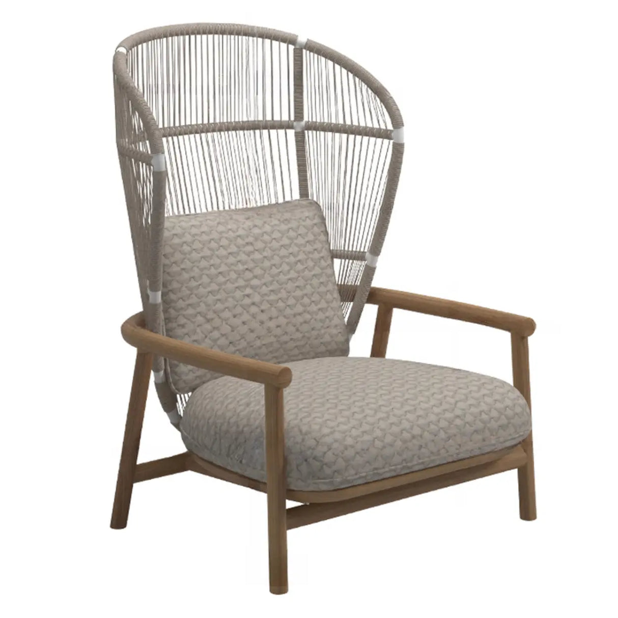 Modern Teak Wicker Grey Waterproof Upholstered Patio Sofa Image - 2