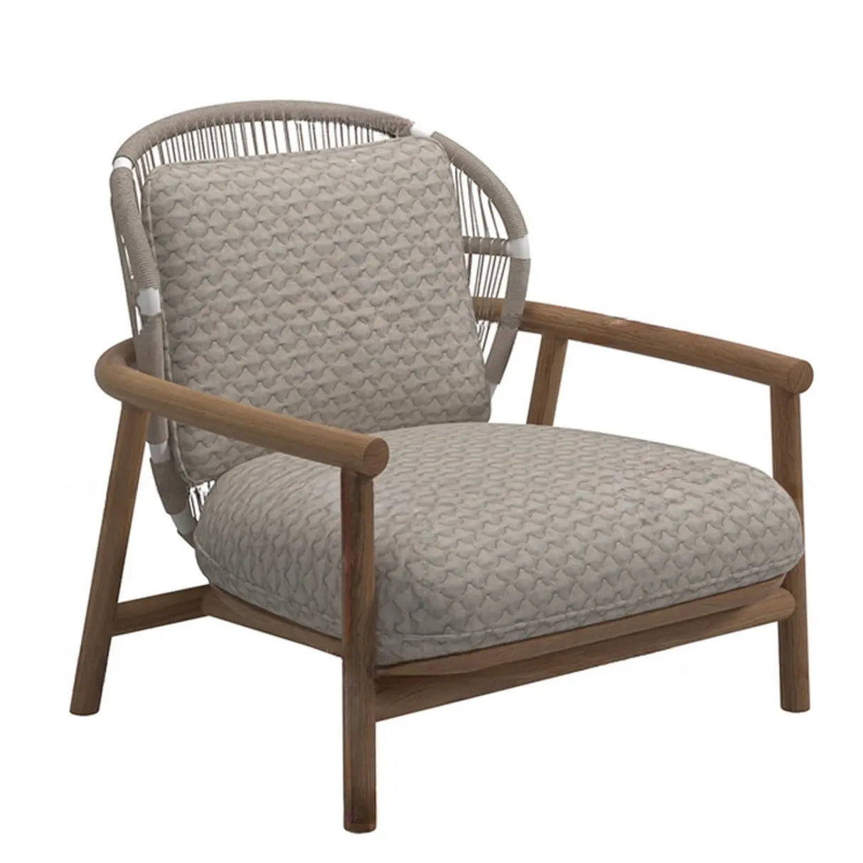 Modern Teak Wicker Grey Waterproof Upholstered Patio Sofa Image - 5