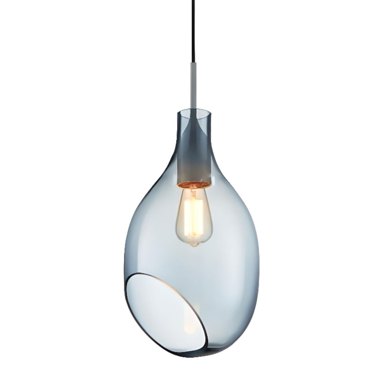 Modern Teardrop Blue Clear Glass Pendant Light Image - 7
