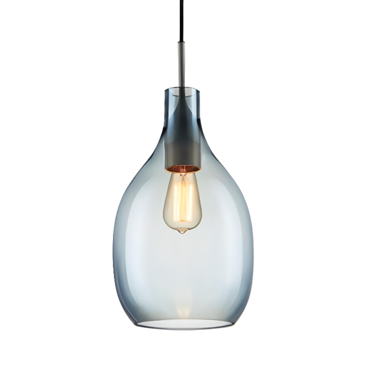 Modern Teardrop Blue Clear Glass Pendant Light Image - 8