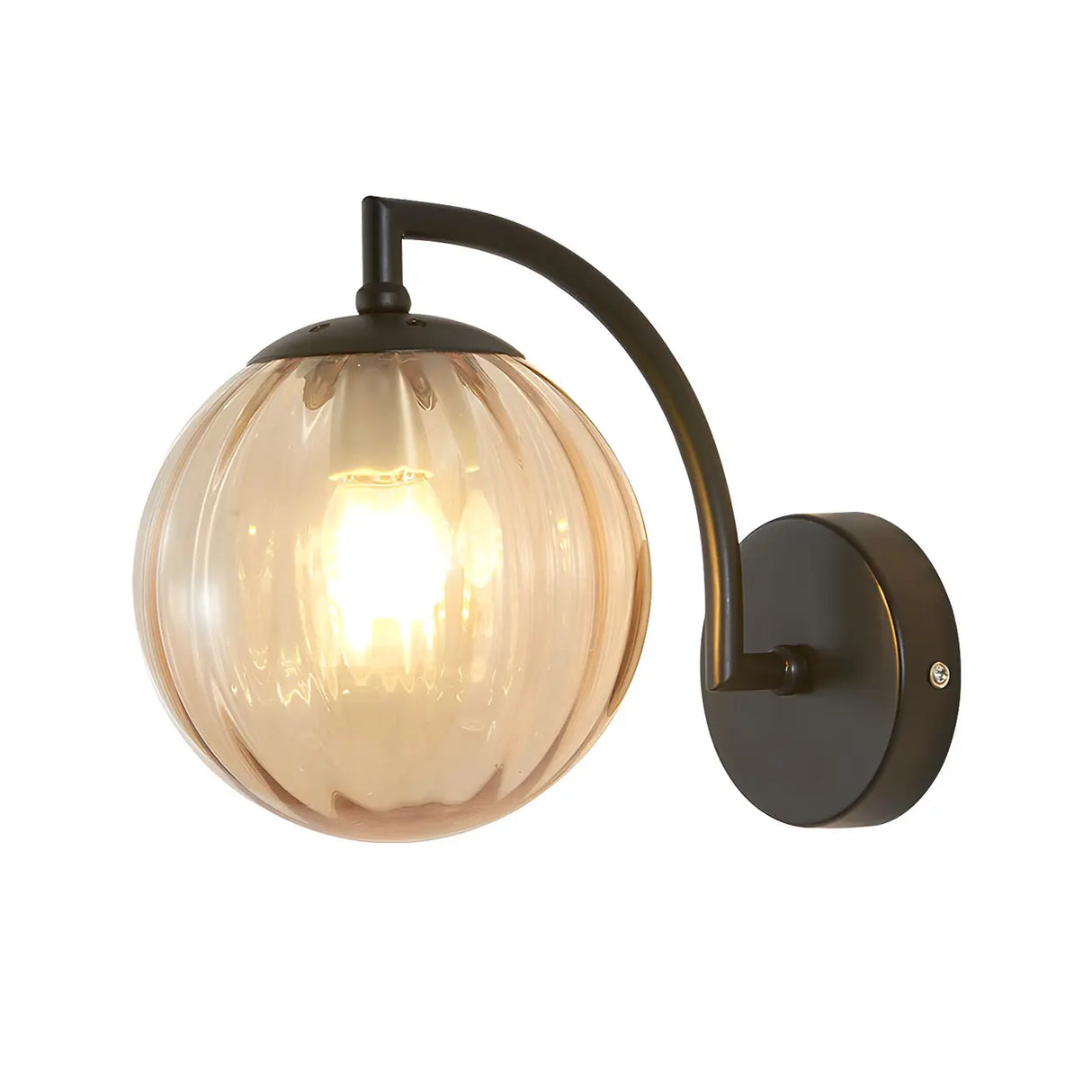 Modern Textured Glass Globe Black Vanity Wall Light Image - 3
