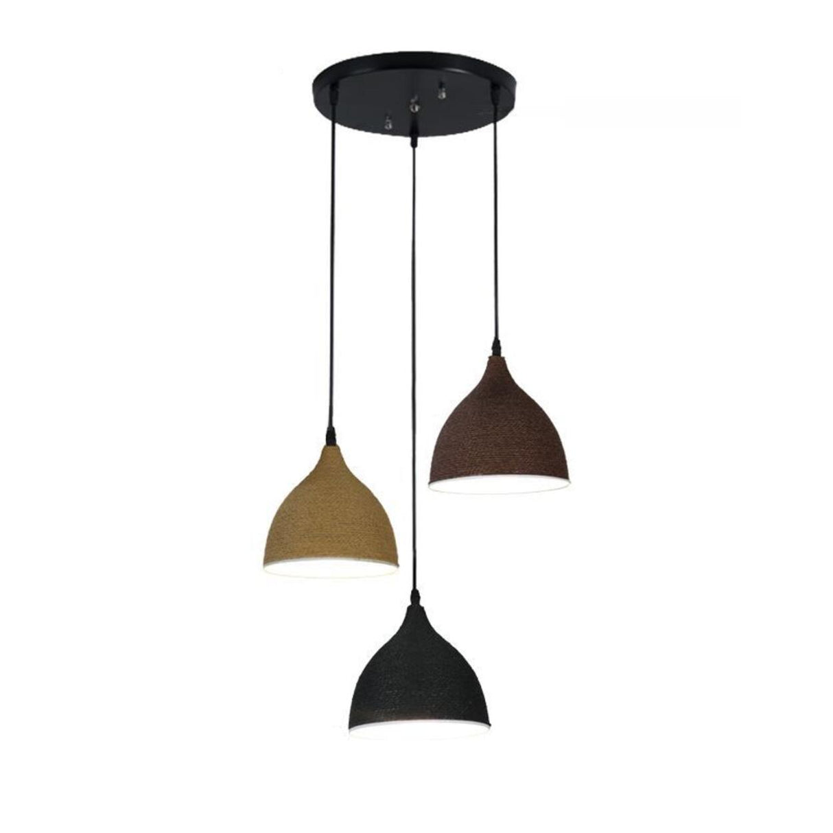 Modern Textured Metal Round Hanging Pendant Light Image - 15
