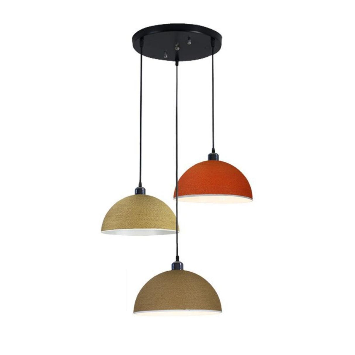Modern Textured Metal Round Hanging Pendant Light Image - 16
