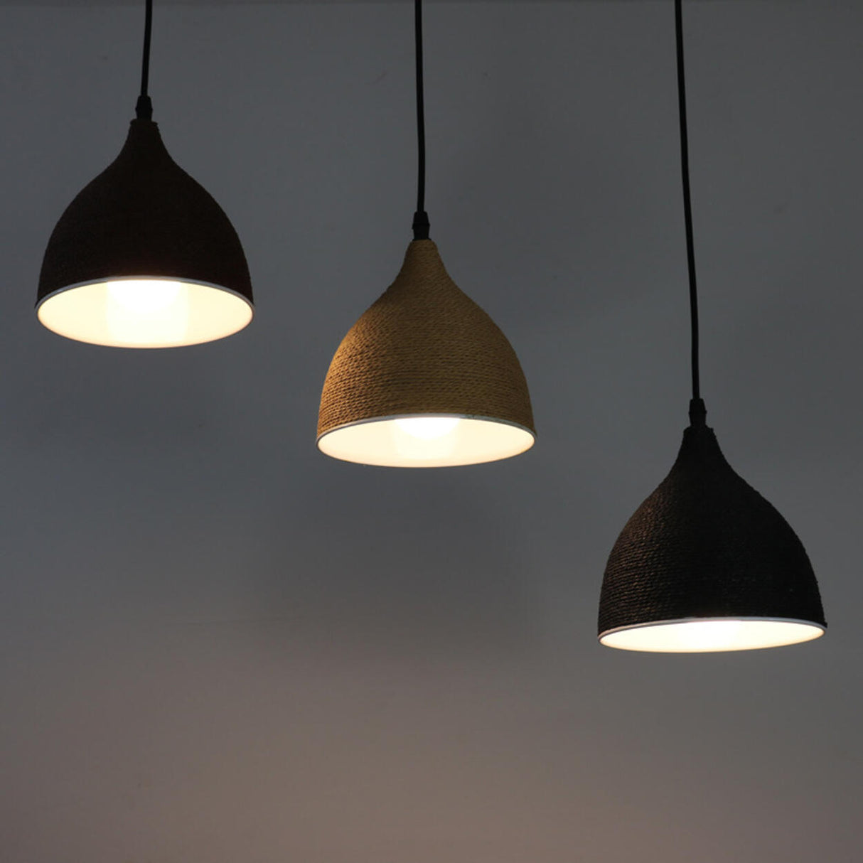 Modern Textured Metal Round Hanging Pendant Light Image - 18