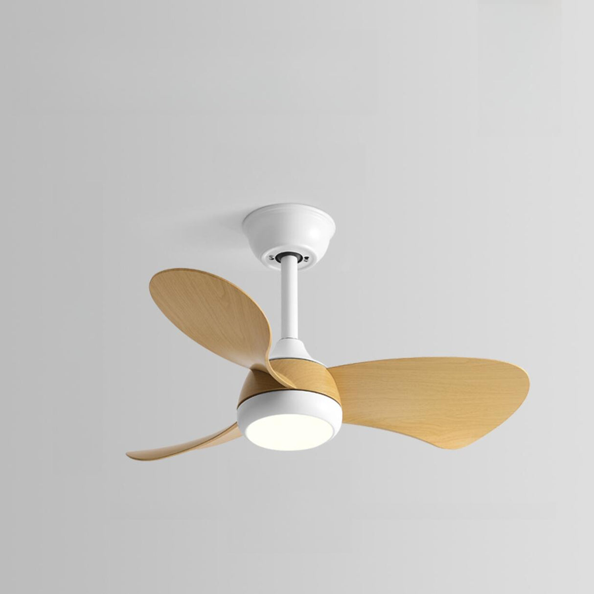 Modern Three-Blade Wooden Ceiling Fan with LED Light Image - 3