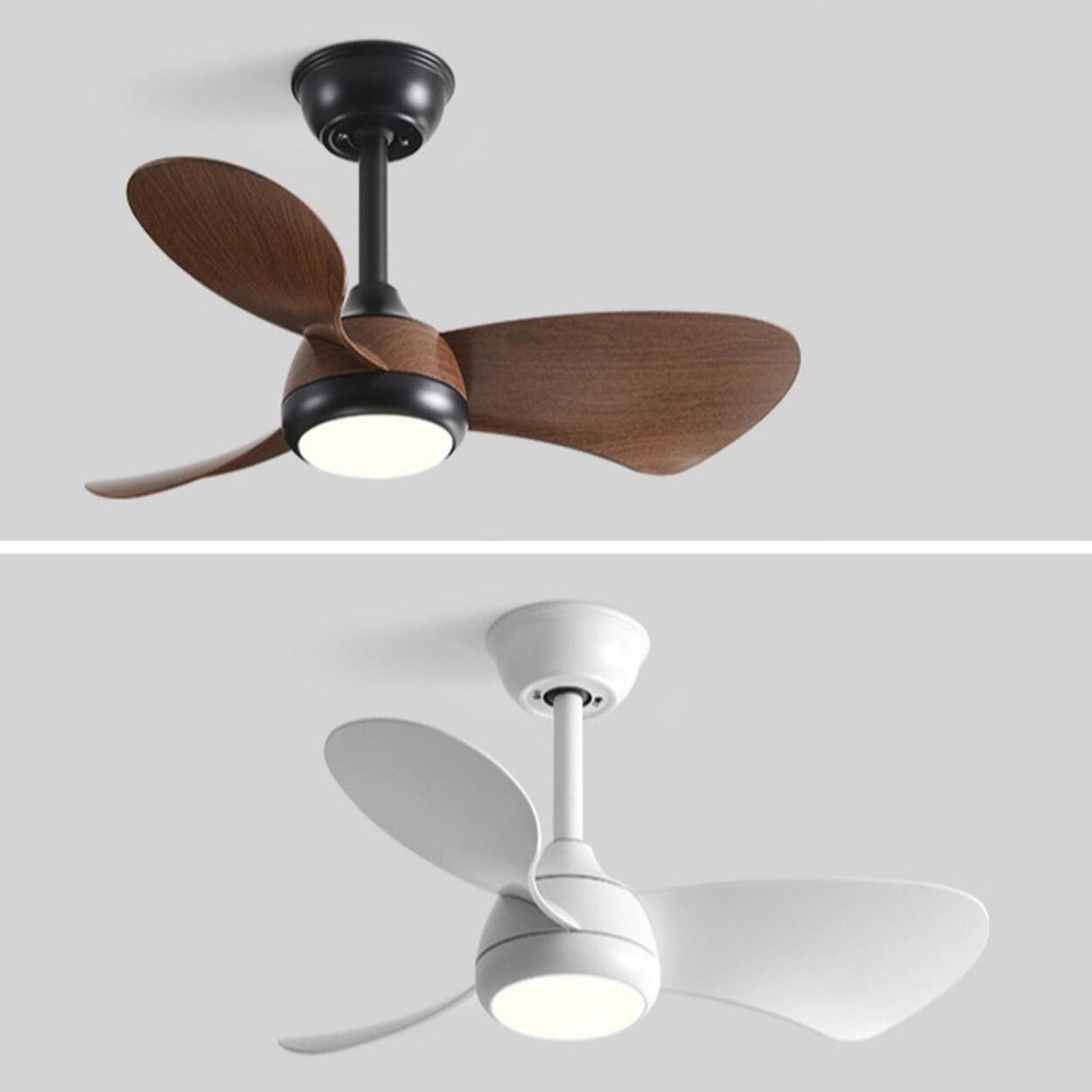 Modern Three-Blade Wooden Ceiling Fan with LED Light Image - 8