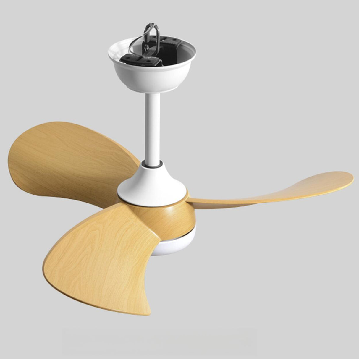 Modern Three-Blade Wooden Ceiling Fan with LED Light Image - 9