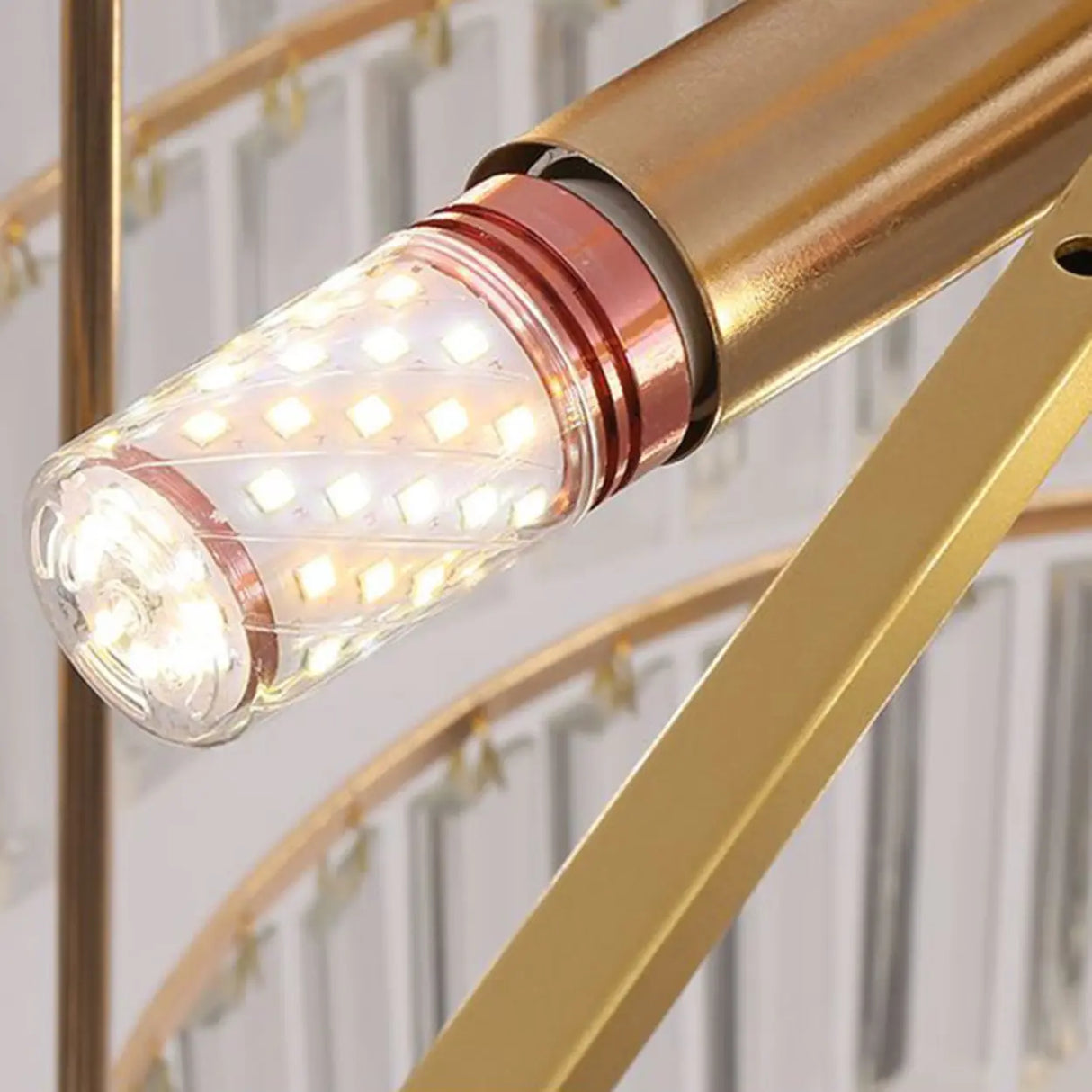 Modern Tiered Gold Crystal Chandelier Adjustable Height Image - 16