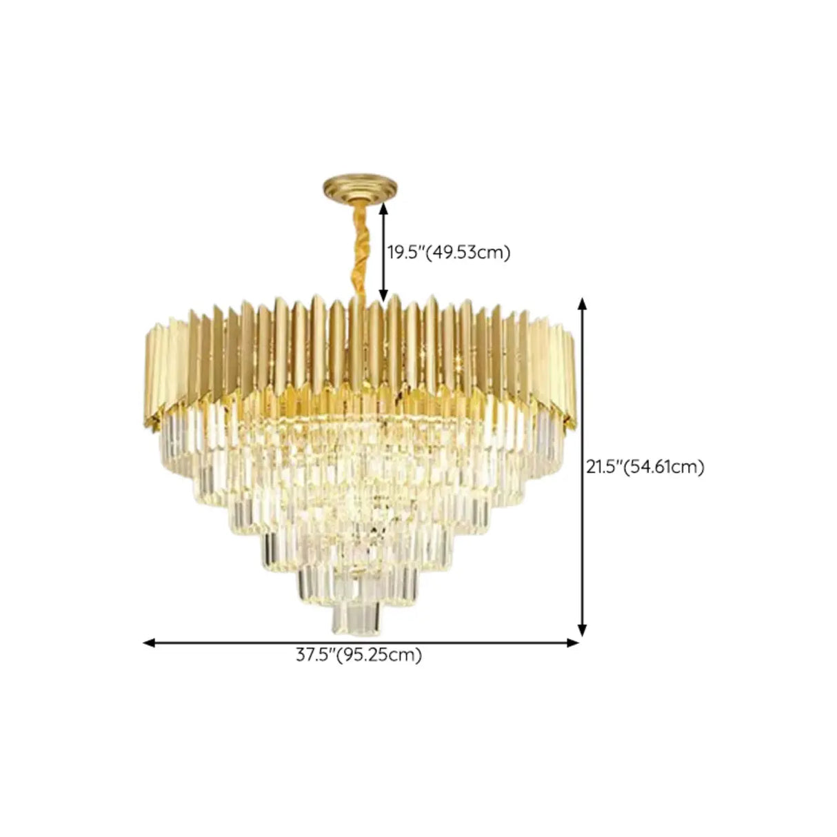 Modern Tiered Gold Crystal Chandelier Adjustable Height