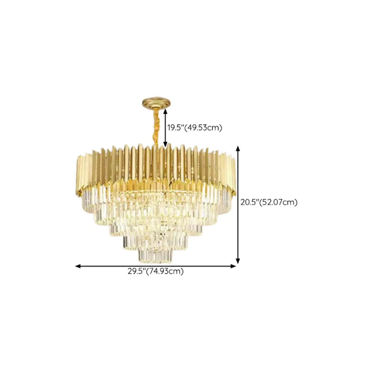 Modern Tiered Gold Crystal Chandelier Adjustable Height Image - 18