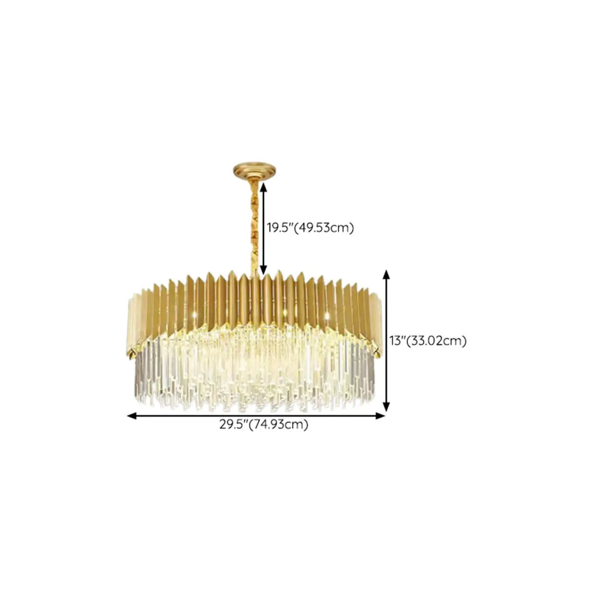 Modern Tiered Gold Crystal Chandelier Adjustable Height Image - 20