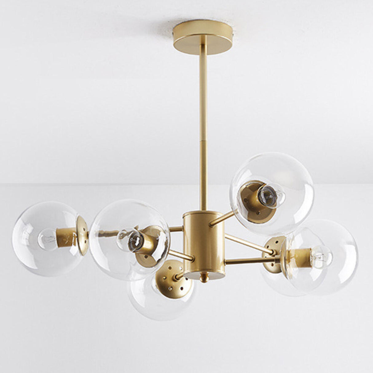 Modern Tiered Multiple Globe Clear Glass Sputnik Chandelier Image - 12