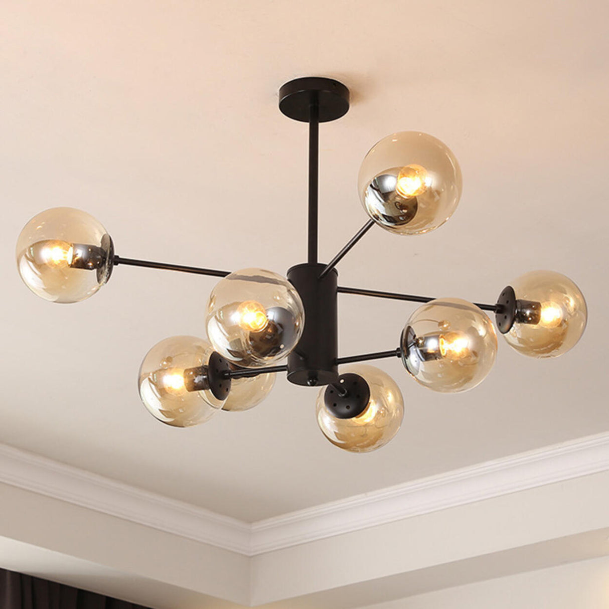 Modern Tiered Multiple Globe Clear Glass Sputnik Chandelier Image - 20