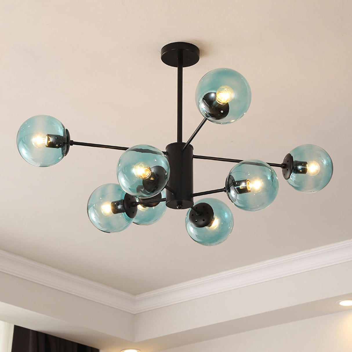 Modern Tiered Multiple Globe Clear Glass Sputnik Chandelier Image - 29