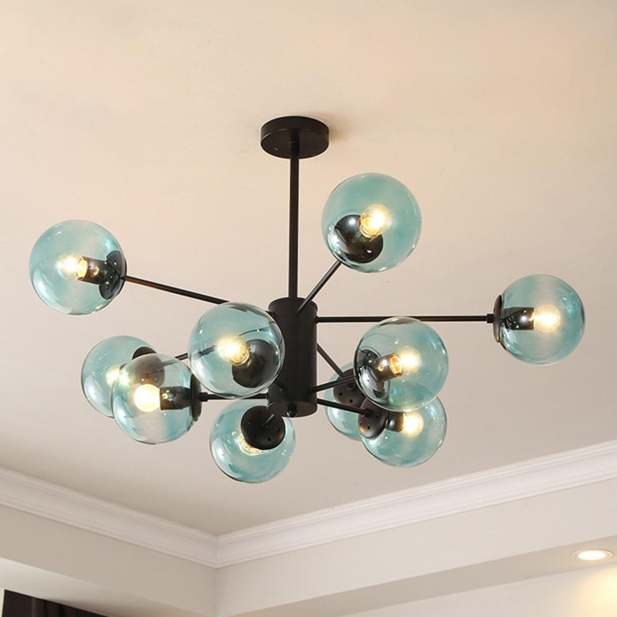 Modern Tiered Multiple Globe Clear Glass Sputnik Chandelier Image - 31