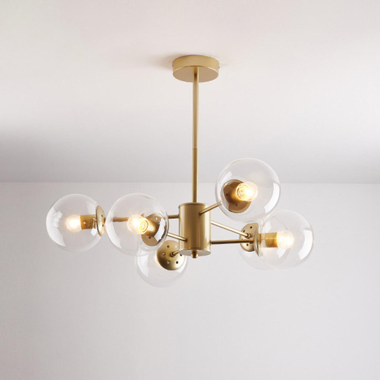 Modern Tiered Multiple Globe Clear Glass Sputnik Chandelier Image - 34