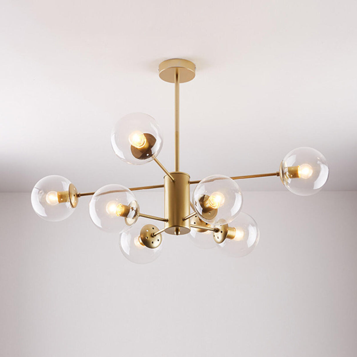 Modern Tiered Multiple Globe Clear Glass Sputnik Chandelier Image - 35