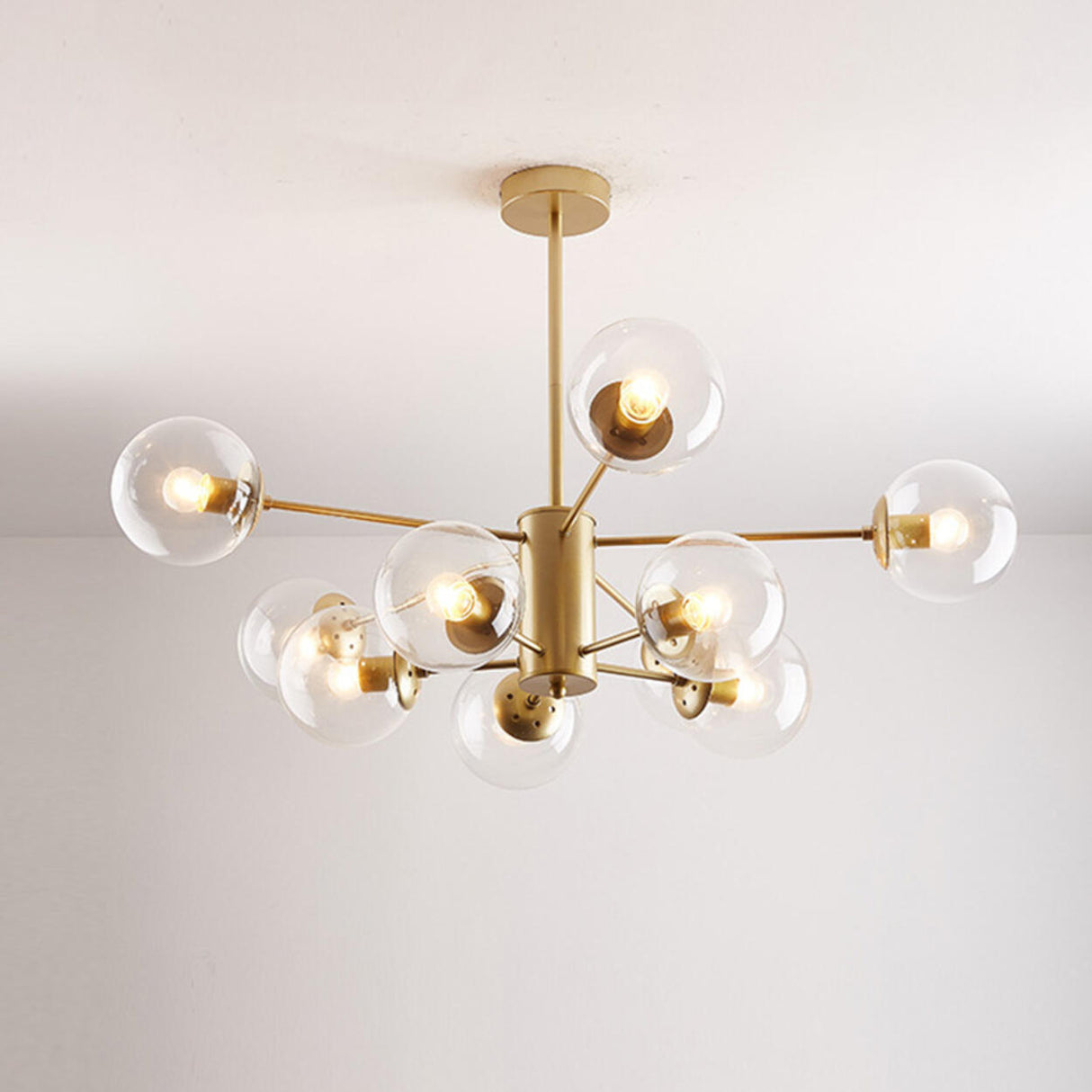 Modern Tiered Multiple Globe Clear Glass Sputnik Chandelier Image - 36