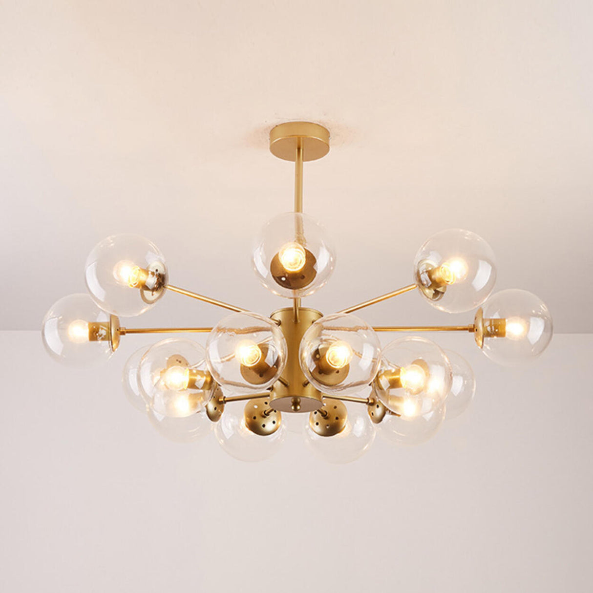 Modern Tiered Multiple Globe Clear Glass Sputnik Chandelier Image - 38