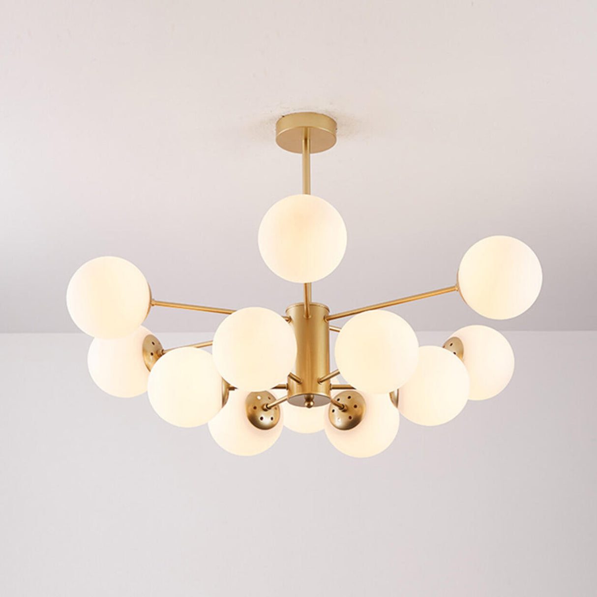 Modern Tiered Multiple Globe Clear Glass Sputnik Chandelier Image - 42