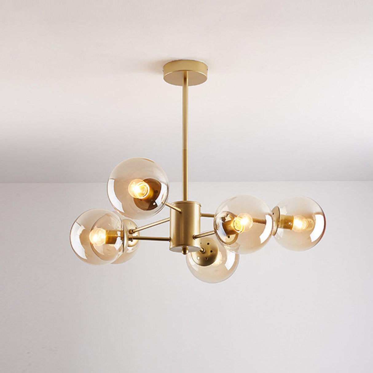 Modern Tiered Multiple Globe Clear Glass Sputnik Chandelier Image - 44