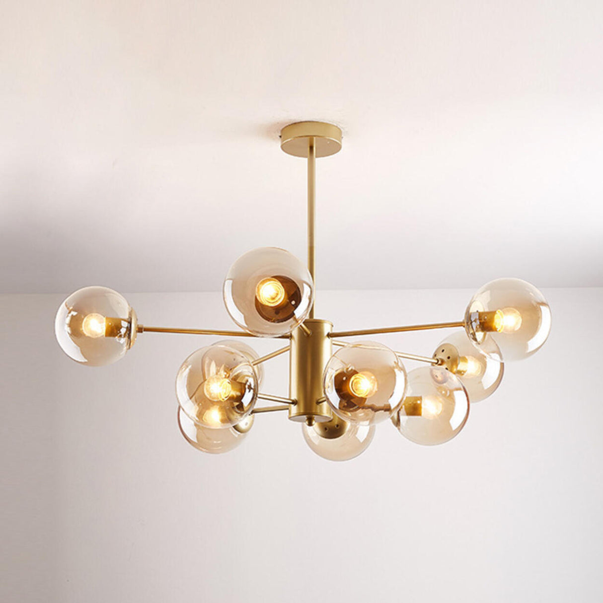 Modern Tiered Multiple Globe Clear Glass Sputnik Chandelier Image - 46