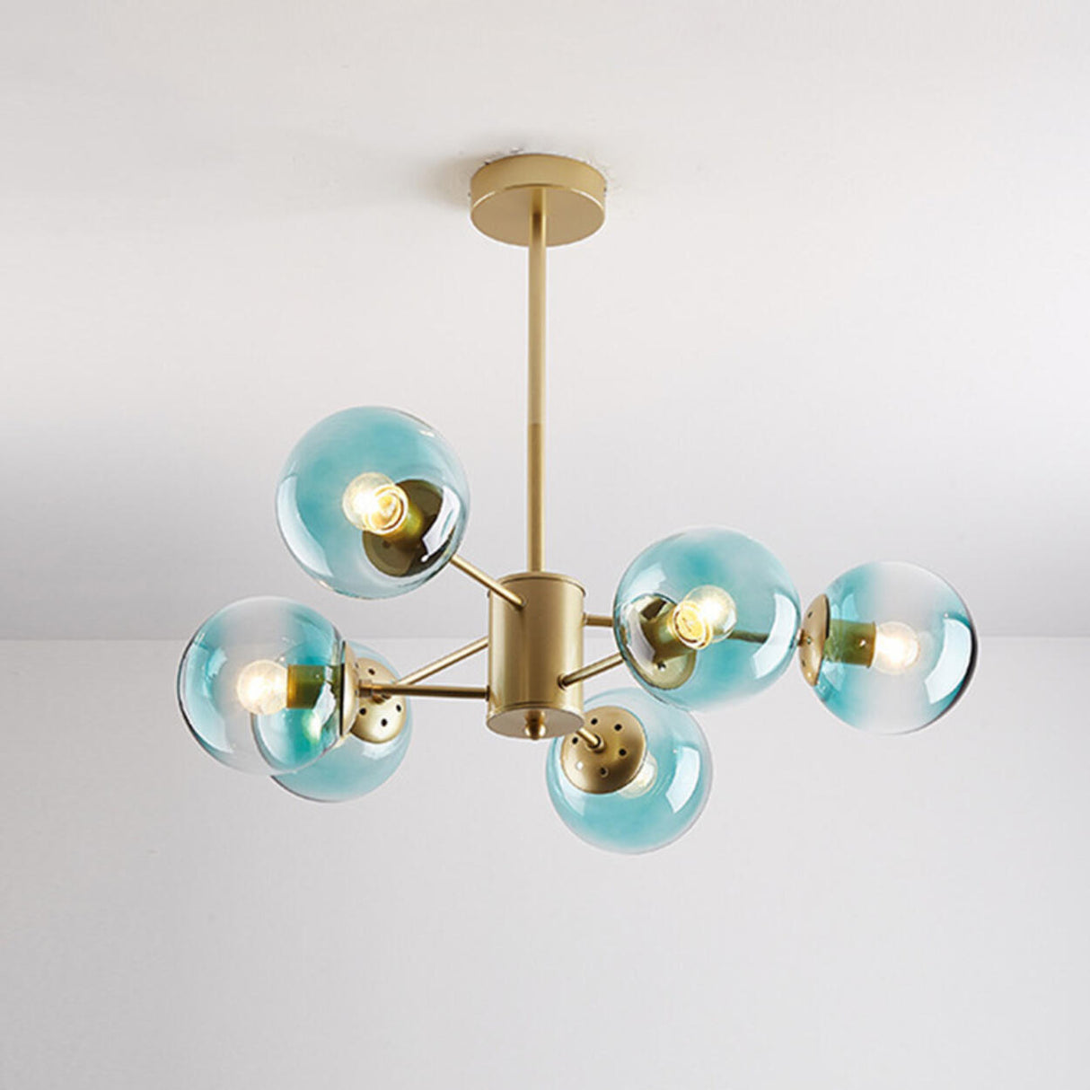 Modern Tiered Multiple Globe Clear Glass Sputnik Chandelier Image - 49