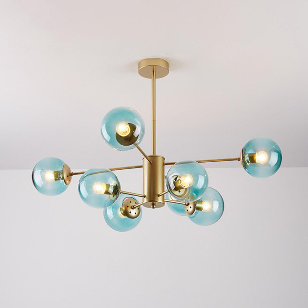 Modern Tiered Multiple Globe Clear Glass Sputnik Chandelier Image - 50