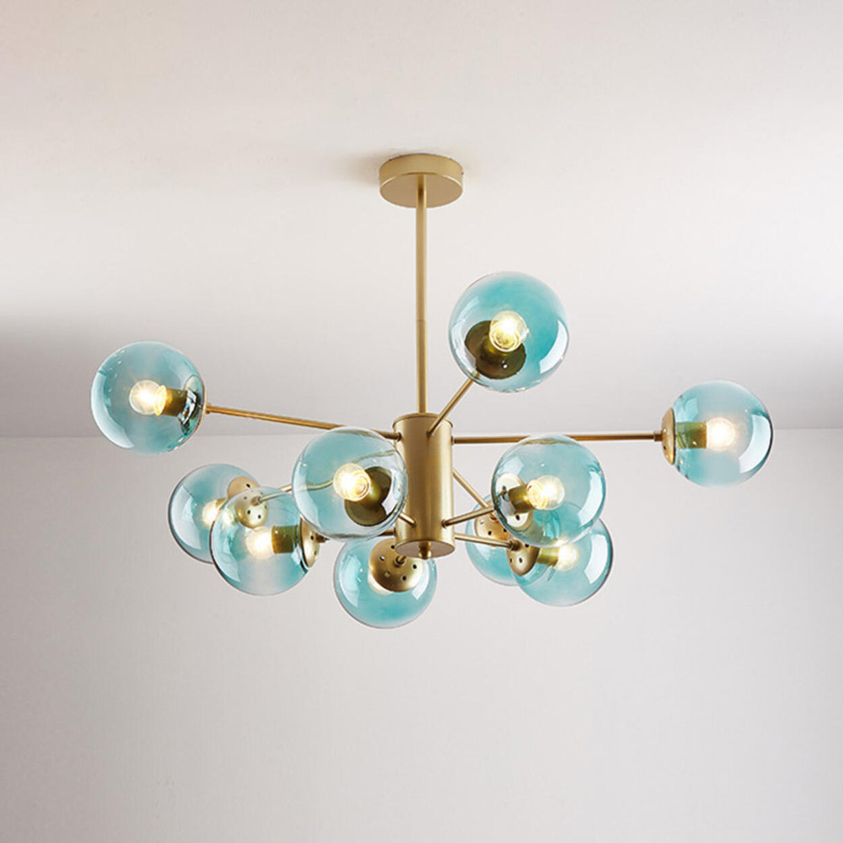 Modern Tiered Multiple Globe Clear Glass Sputnik Chandelier Image - 51