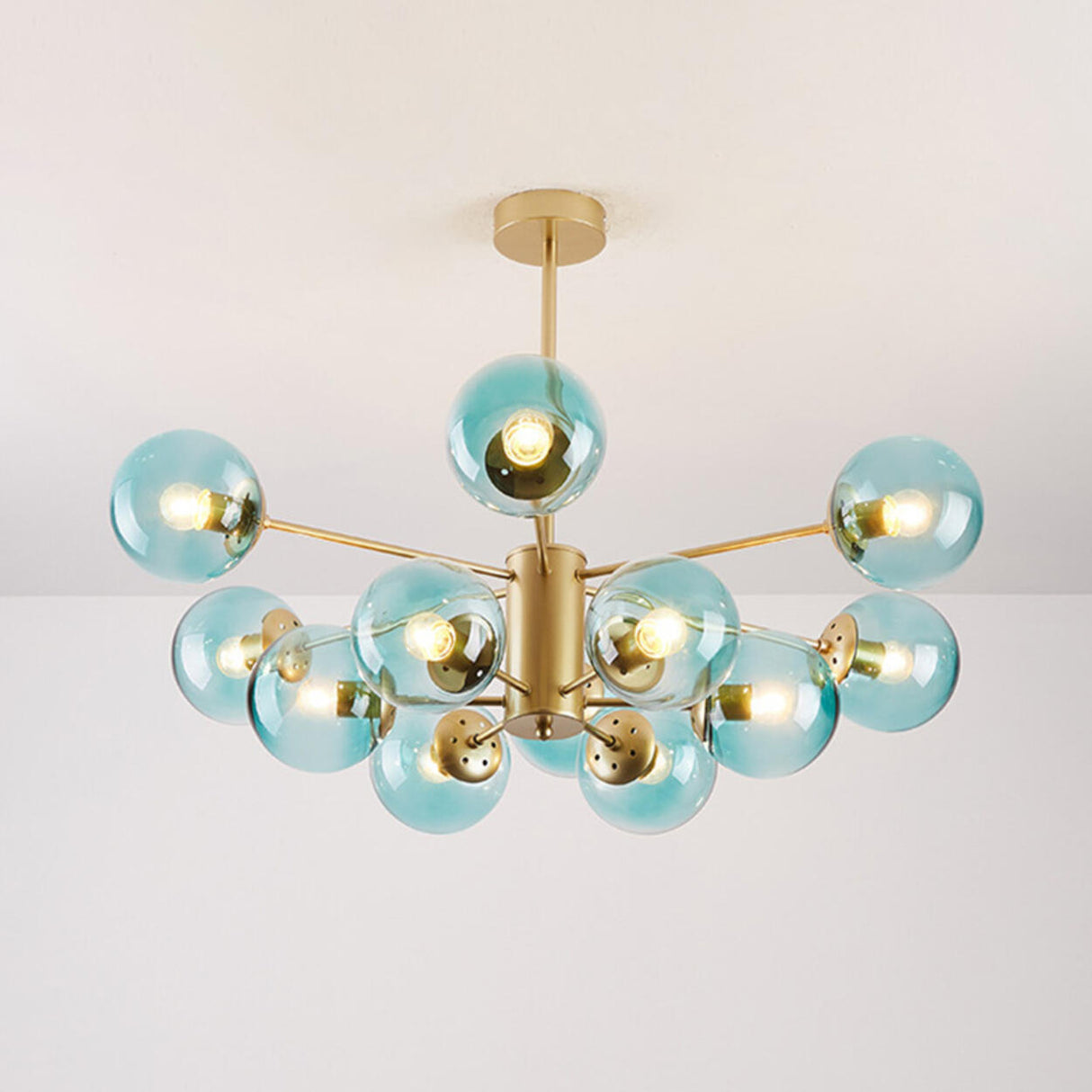 Modern Tiered Multiple Globe Clear Glass Sputnik Chandelier Image - 52