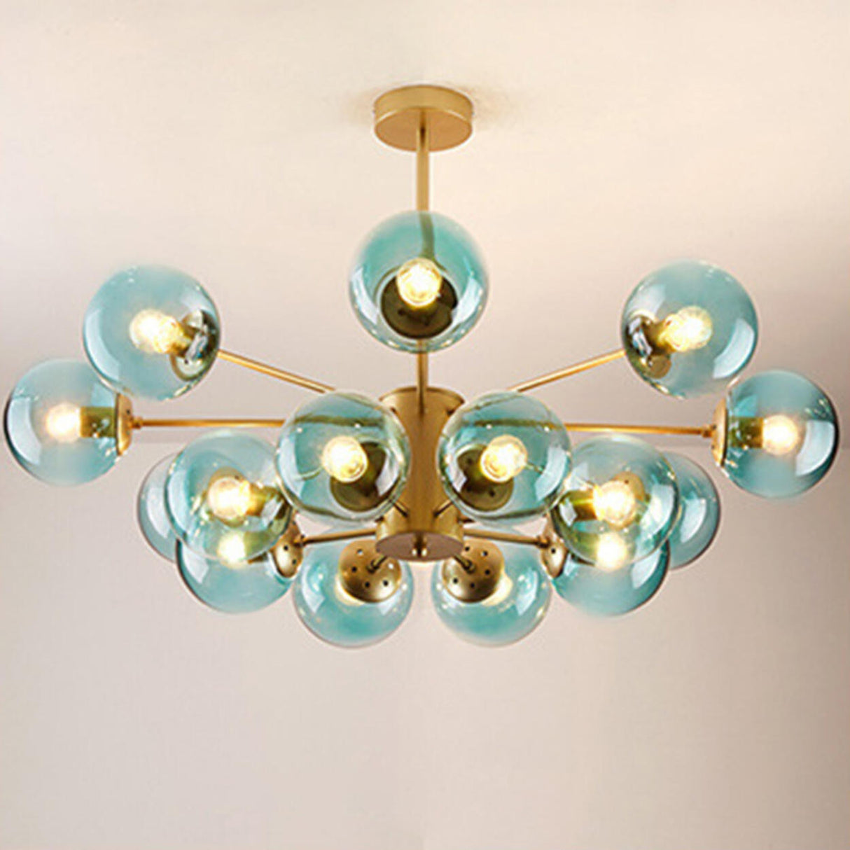 Modern Tiered Multiple Globe Clear Glass Sputnik Chandelier Image - 53