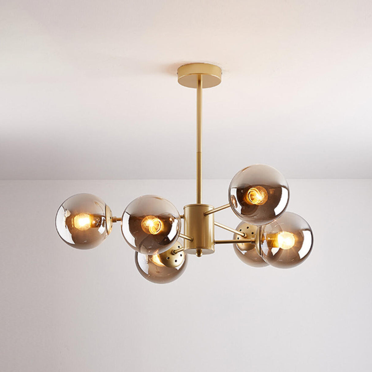 Modern Tiered Multiple Globe Clear Glass Sputnik Chandelier Image - 54