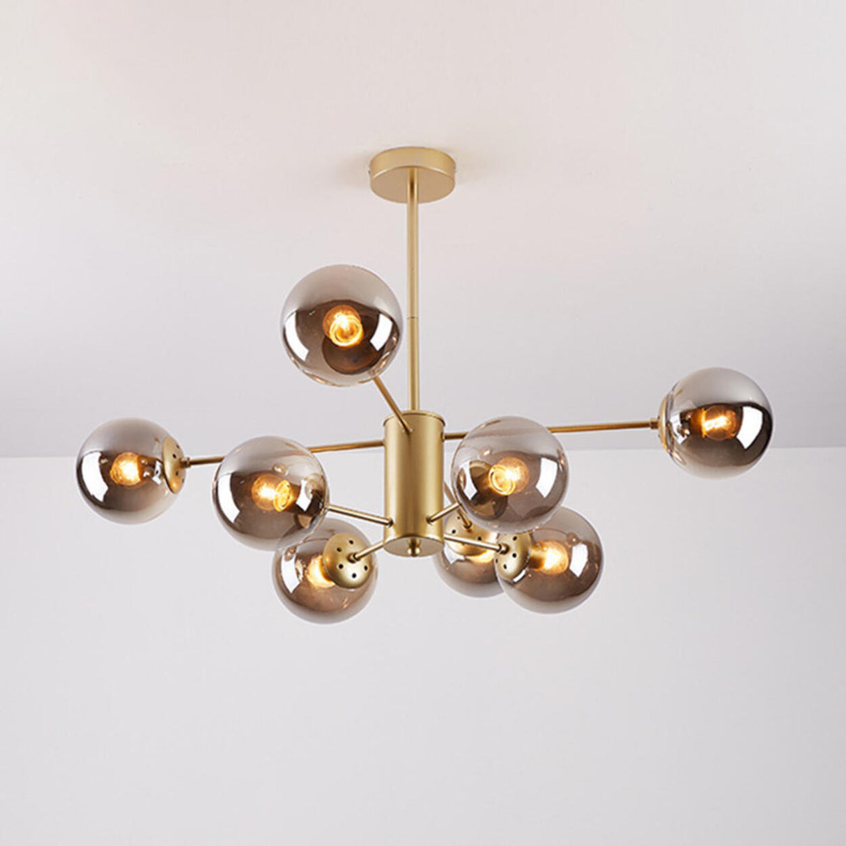 Modern Tiered Multiple Globe Clear Glass Sputnik Chandelier Image - 55