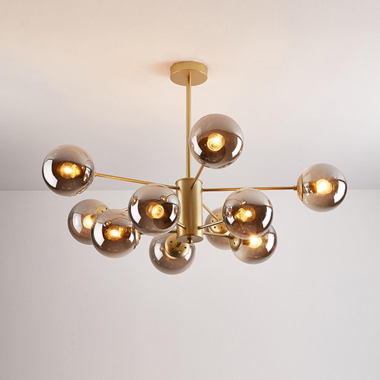 Modern Tiered Multiple Globe Clear Glass Sputnik Chandelier Image - 56