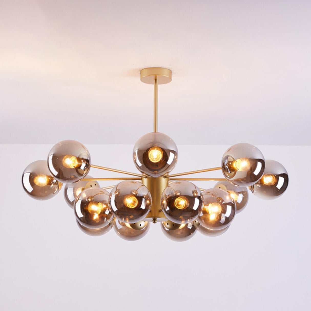 Modern Tiered Multiple Globe Clear Glass Sputnik Chandelier Image - 57