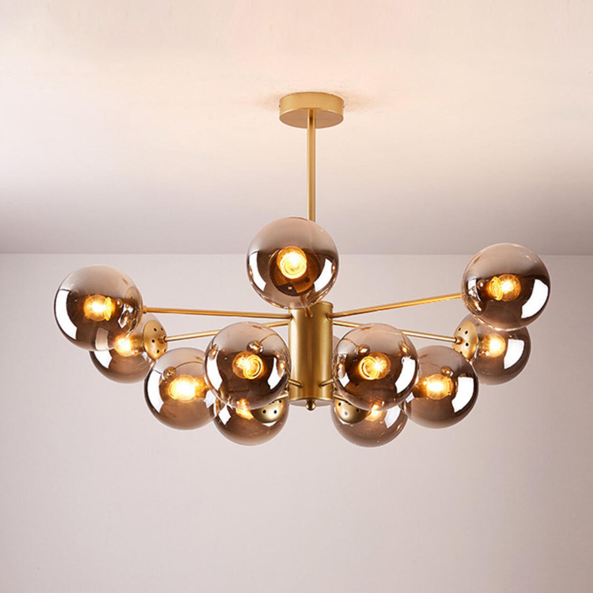 Modern Tiered Multiple Globe Clear Glass Sputnik Chandelier Image - 58