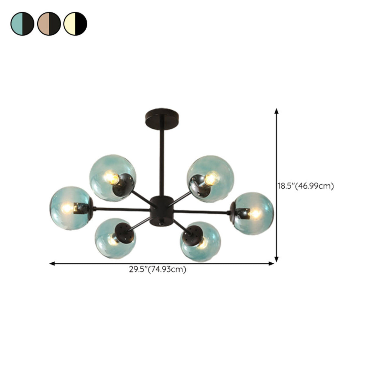 Modern Tiered Multiple Globe Clear Glass Sputnik Chandelier Image - 64