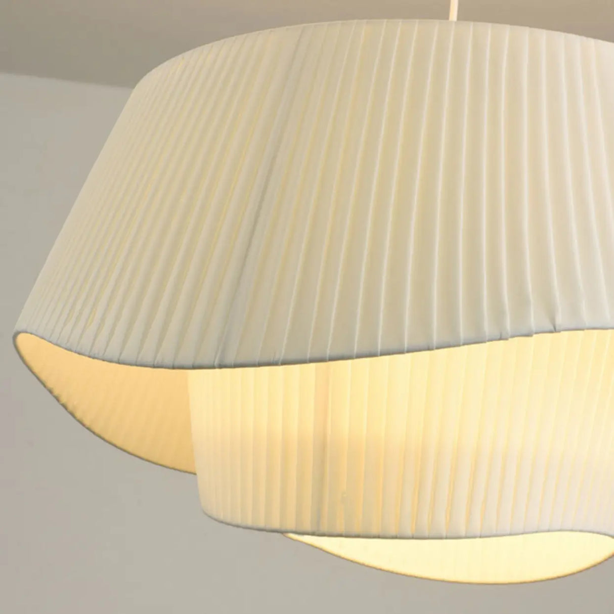 Modern Tiered White Fabric Living Room Ceiling Pendant Light Image - 14