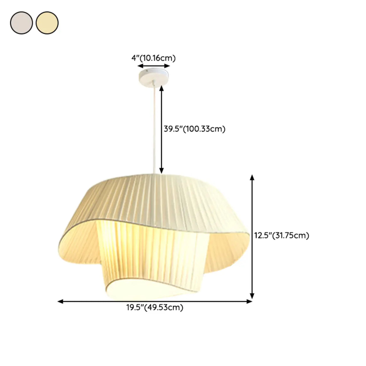 Modern Tiered White Fabric Living Room Ceiling Pendant Light