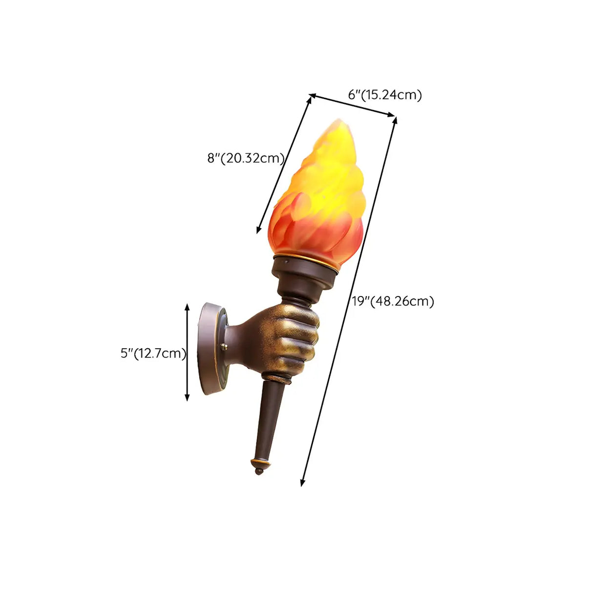 Modern Torch Shape Orange Glass Outdoor Wall Sconce