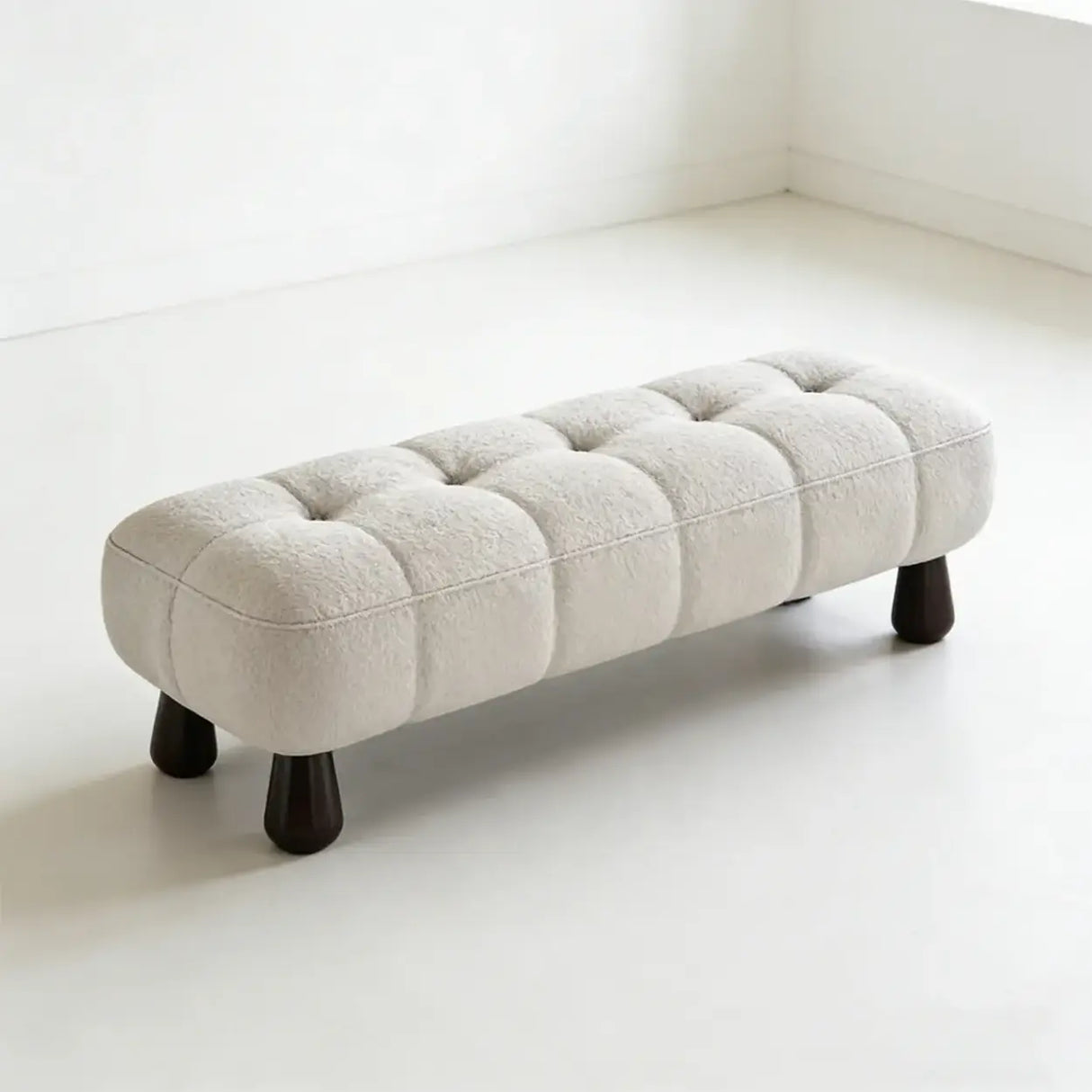 Modern Tufted Chenille Upholstered Bedroom Entryway Bench Image - 15