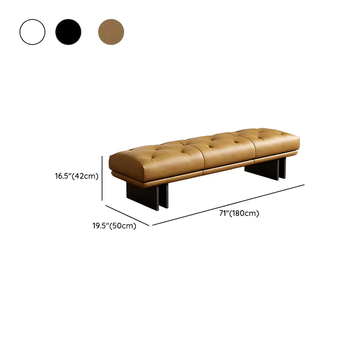 Modern Tufted Faux Leather Bench – Sleek Minimalist Style Image - 12