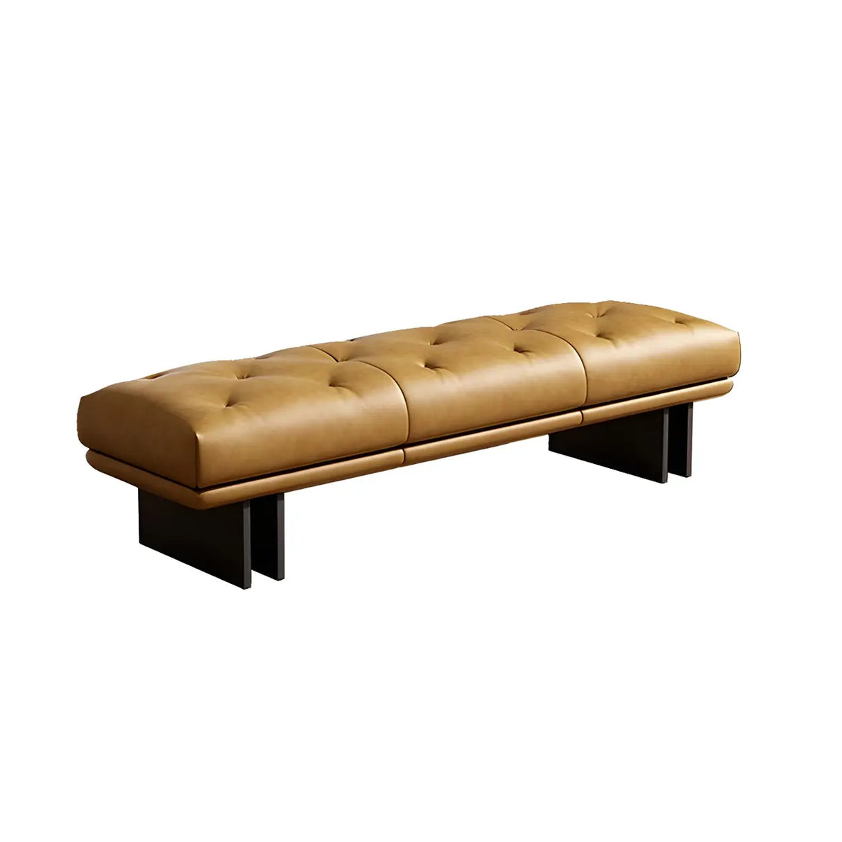 Modern Tufted Faux Leather Bench – Sleek Minimalist Style Image - 6