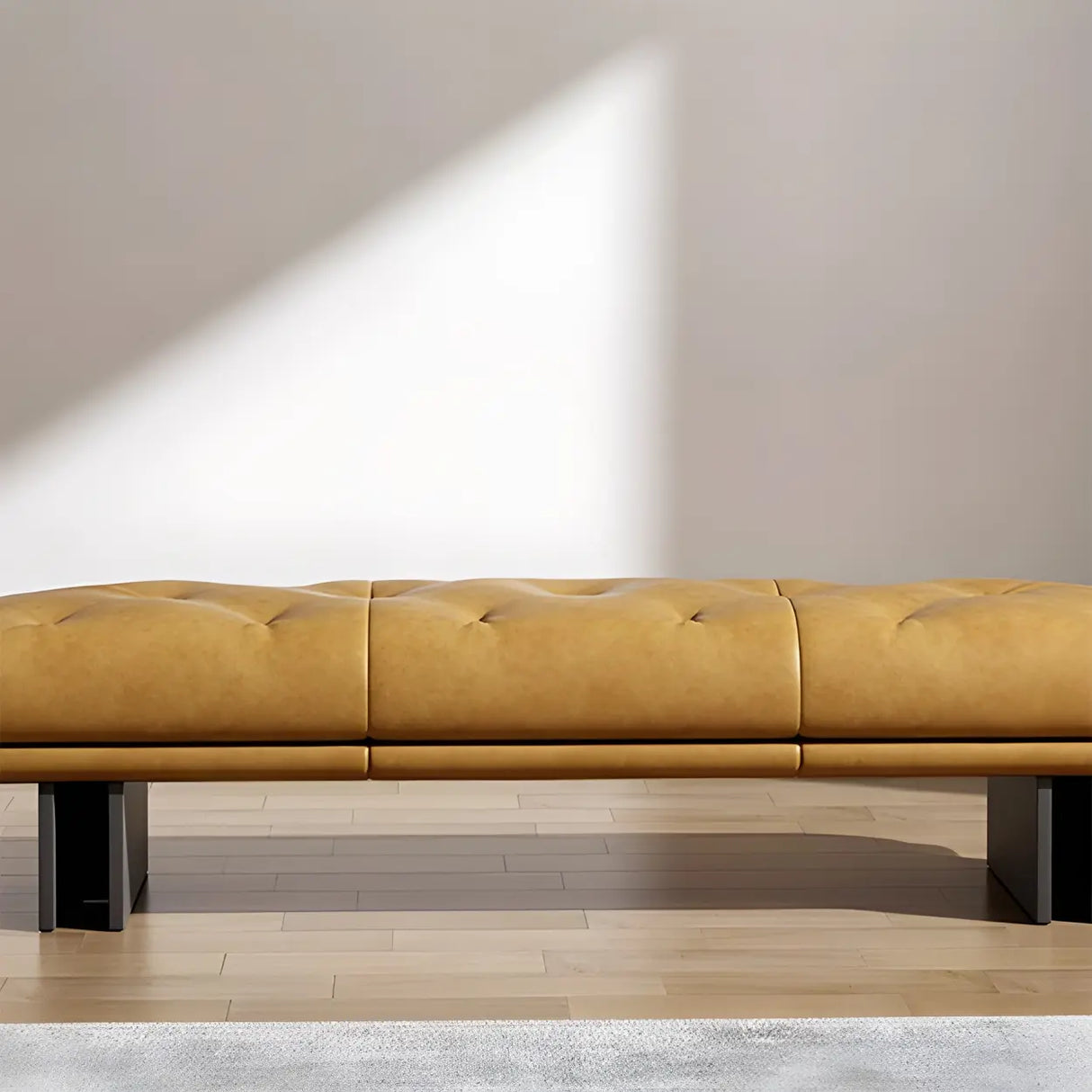 Modern Tufted Faux Leather Bench – Sleek Minimalist Style Image - 9
