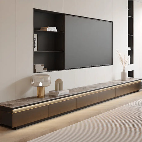 Modern TV Stand with Storage Drawers and Marble Top Image - 1