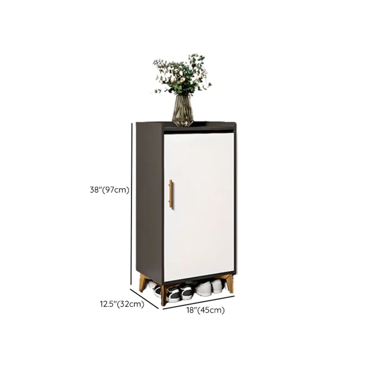 Modern Two-Door Wood Hallway White Large Shoe Cabinet Image - 24