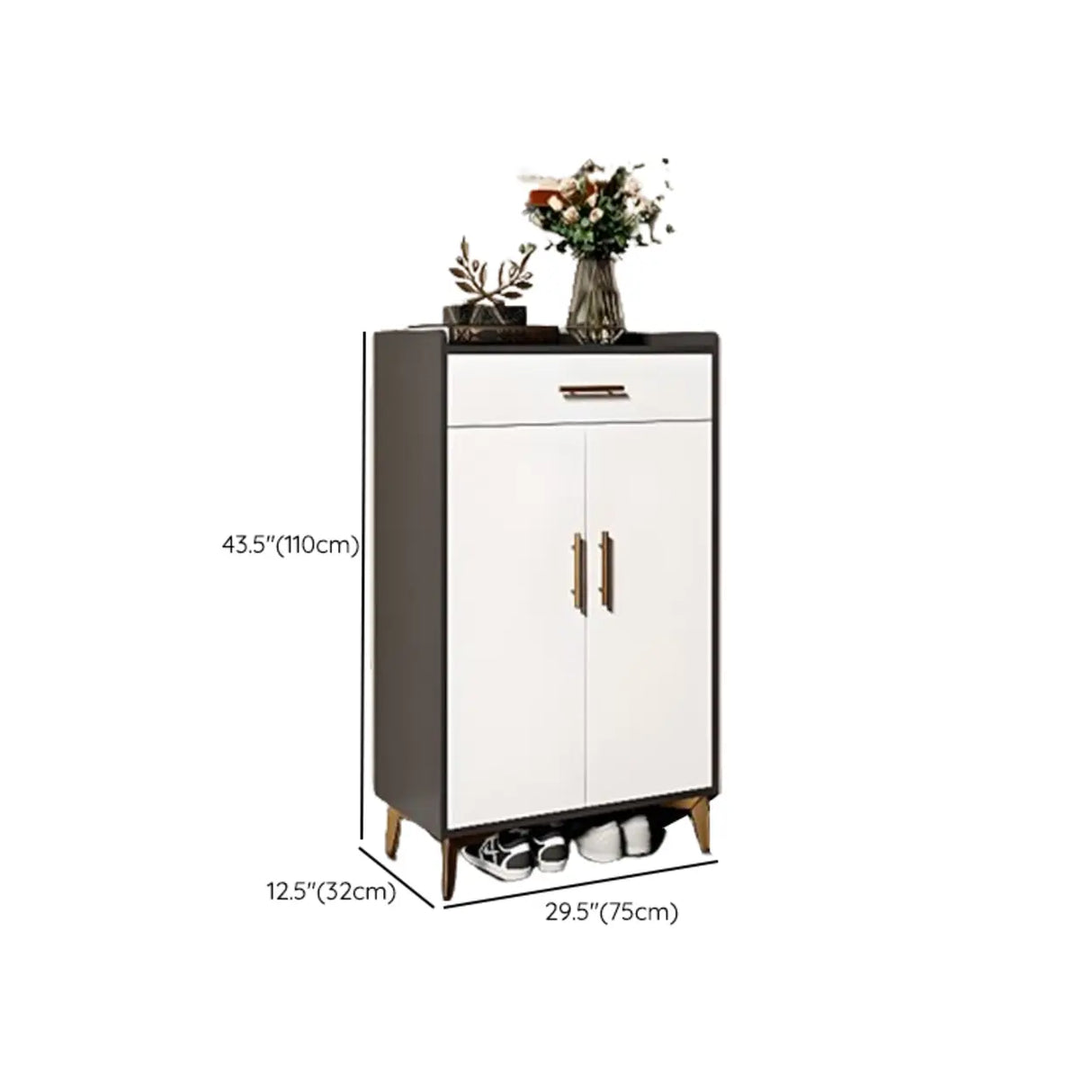 Modern Two-Door Wood Hallway White Large Shoe Cabinet Image - 35