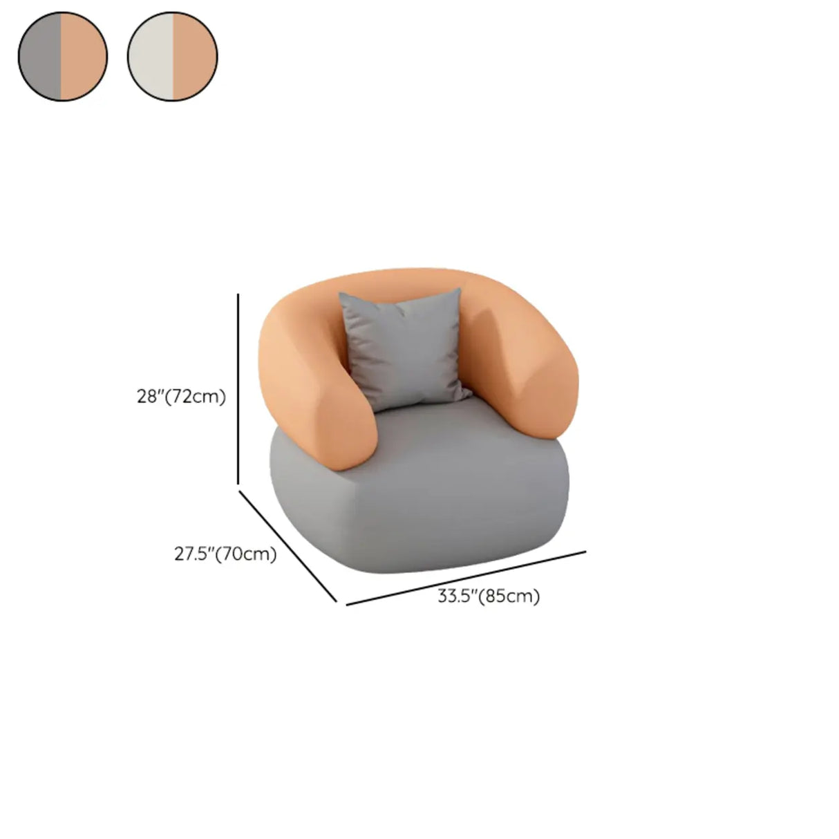 Modern Two-Tone Curved Leather Concealed Support Sofa