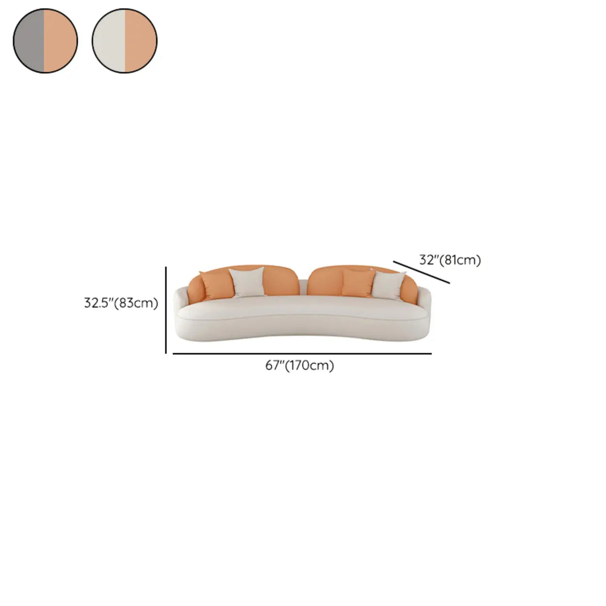 Modern Two-Tone Curved Leather Concealed Support Sofa Image - 15