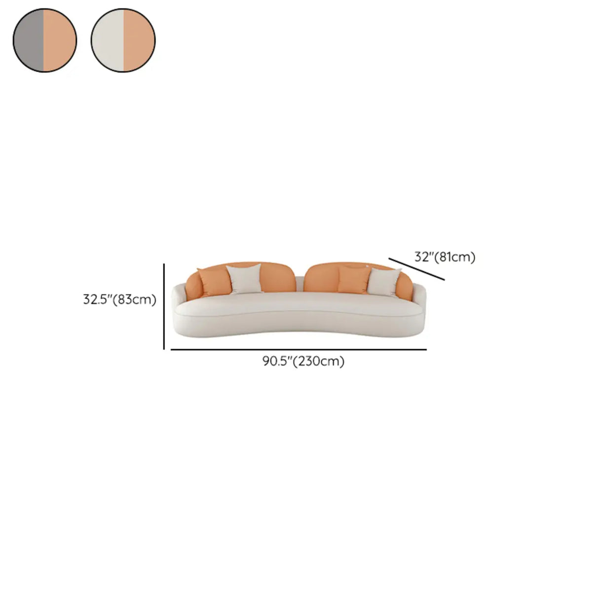 Modern Two-Tone Curved Leather Concealed Support Sofa Image - 17